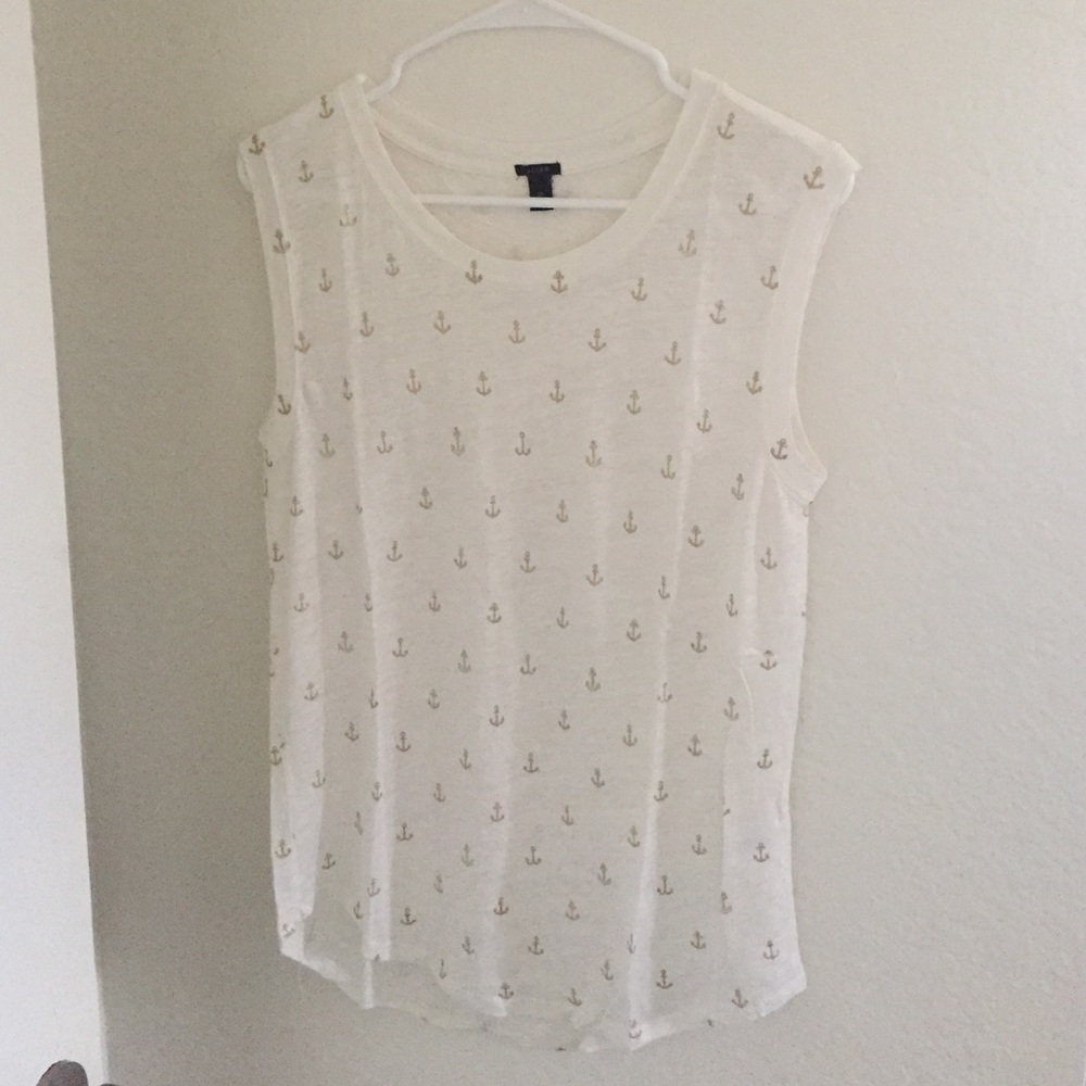 J.Crew linen tank, gold foil anchor print